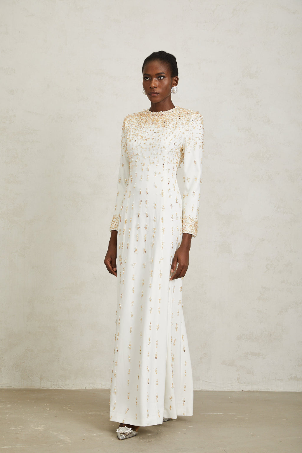 Margarita White Embellished Maxi Dress (Final Sale-US Only)
