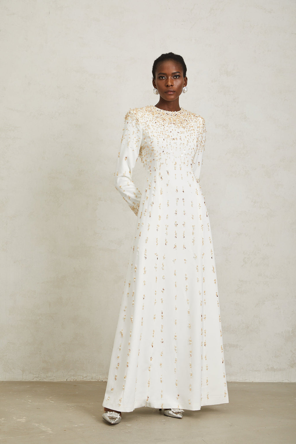 Margarita White Embellished Maxi Dress (Final Sale-US Only)