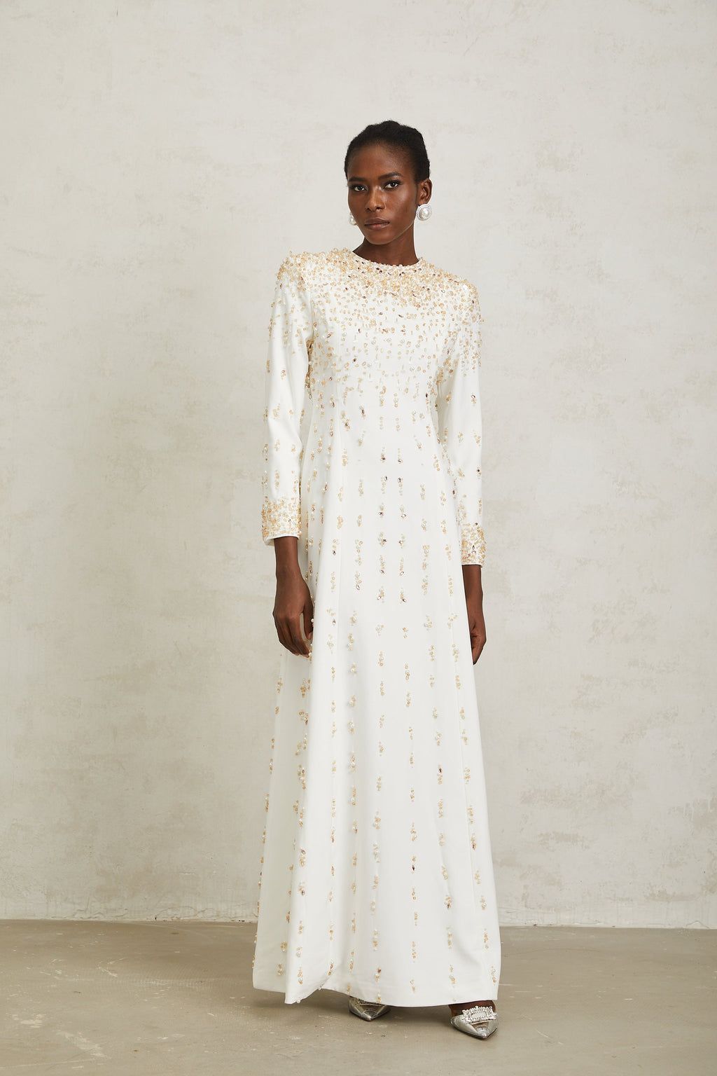 Margarita White Embellished Maxi Dress (Final Sale-US Only)