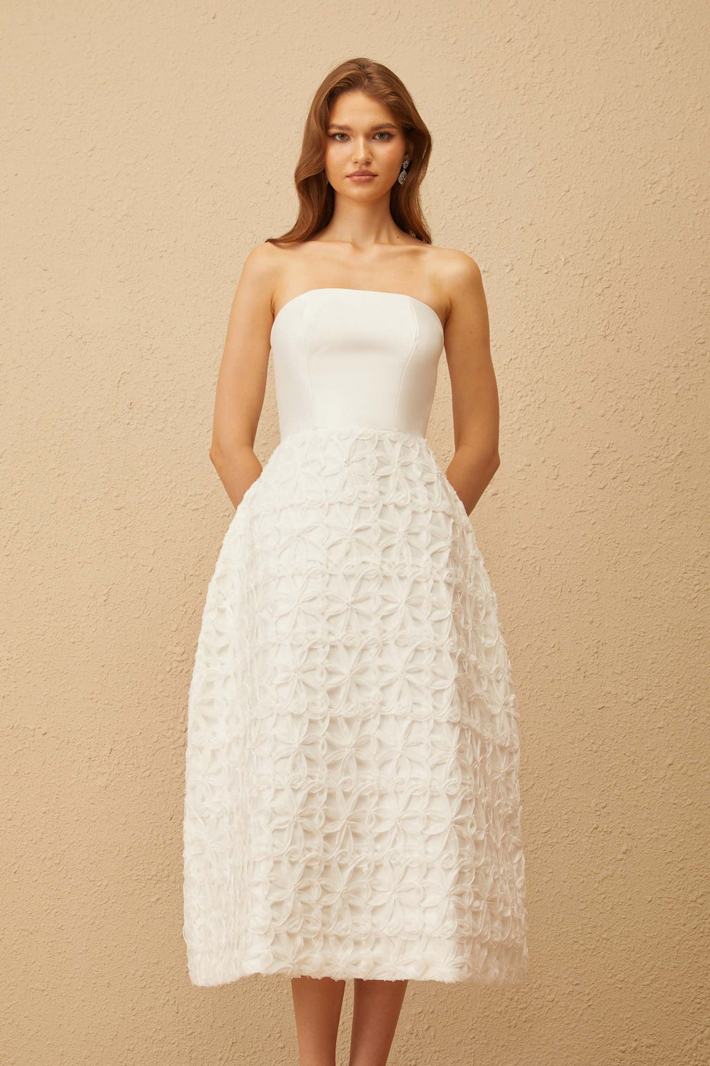 Dulcie White Floral Jacquard Shawl & Dress Set (Final Sale)