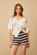 Hélène White Deconstructed Cropped Blouse (Final Sale-US Only)