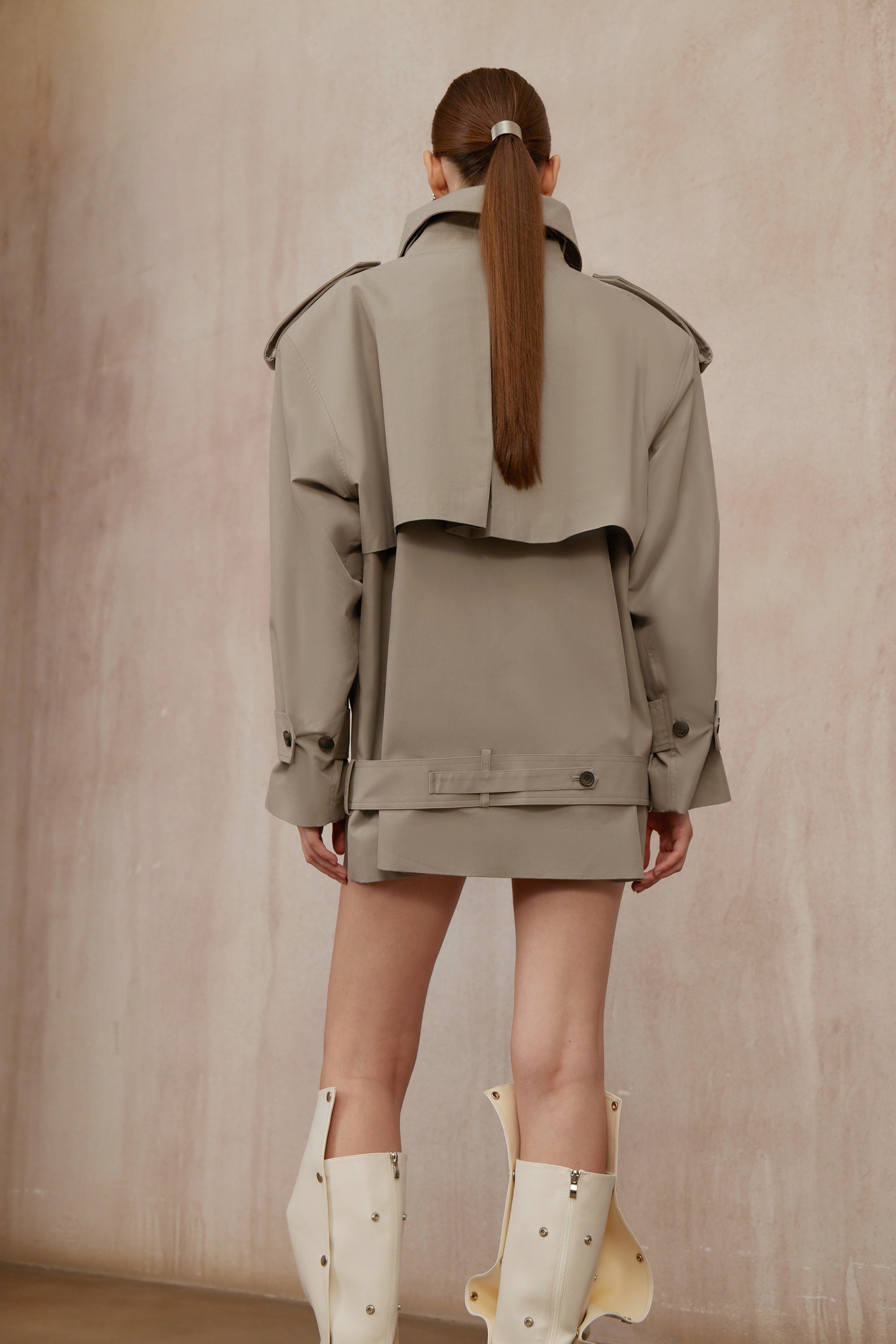 Mavis Grey Double-Breasted Belted Trench Coat  (Final Sale-US Only)