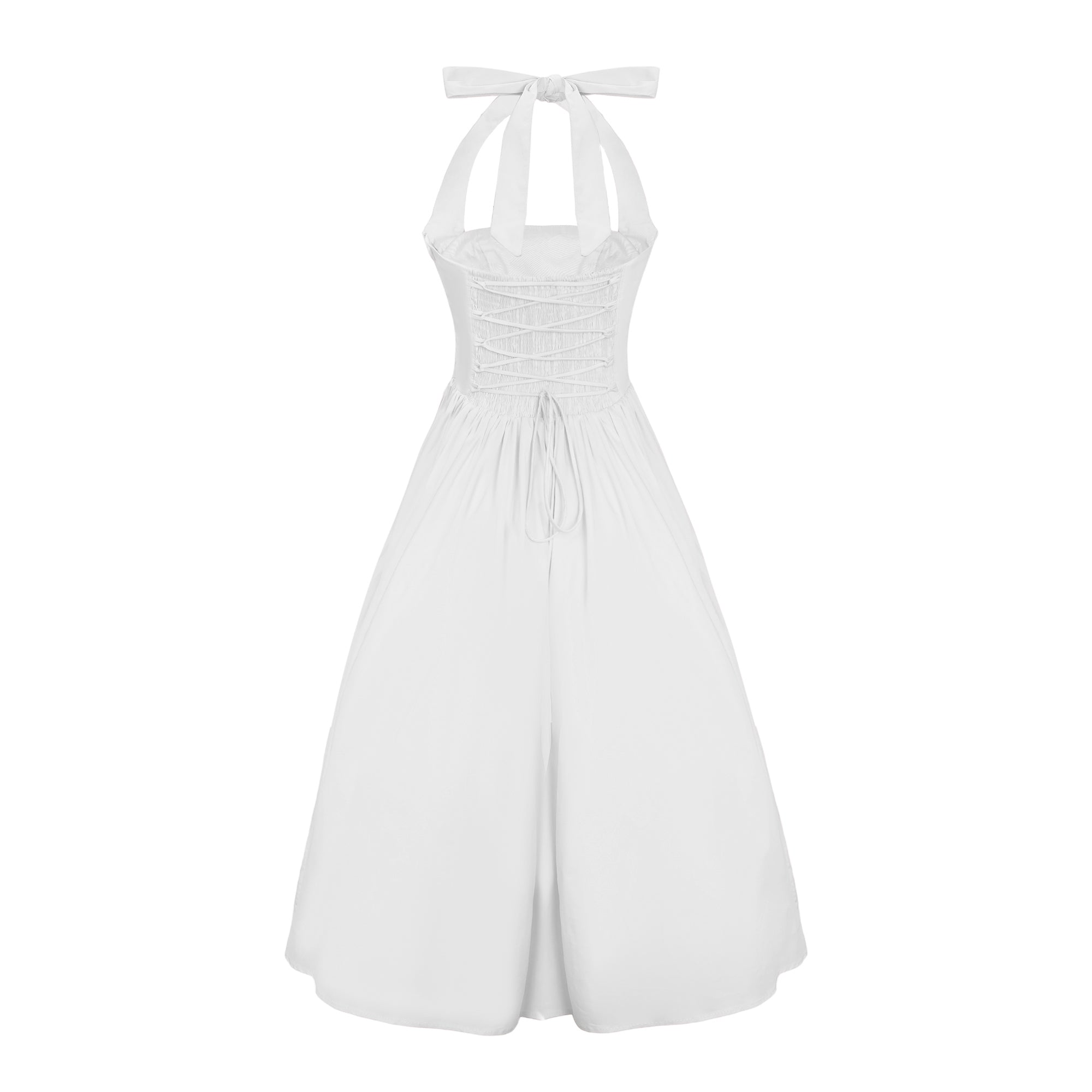 Eponine White Layered Flared Hem Midi Dress (Final Sale-US Only)