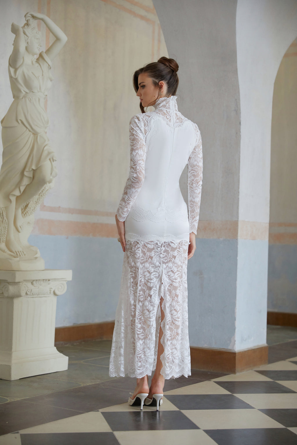 Airelle White Satin Panel Lace Maxi Dress (Final Sale-US Only)