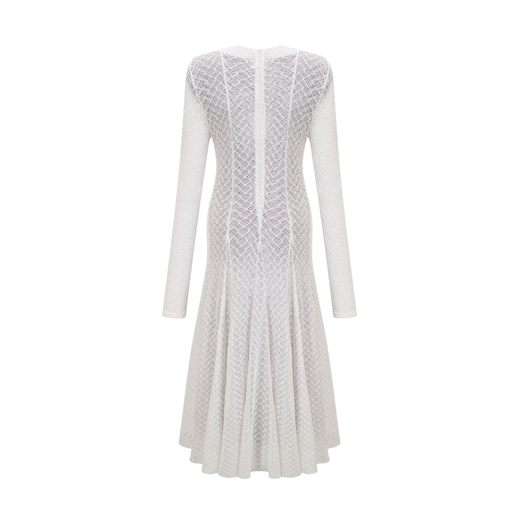 Athena wavy-pattern lace maxi dress in White  (Final Sale-US Only)