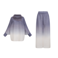 Agathe purple gradient wrinkled blouse & trousers matching set (Final Sale-US Only)