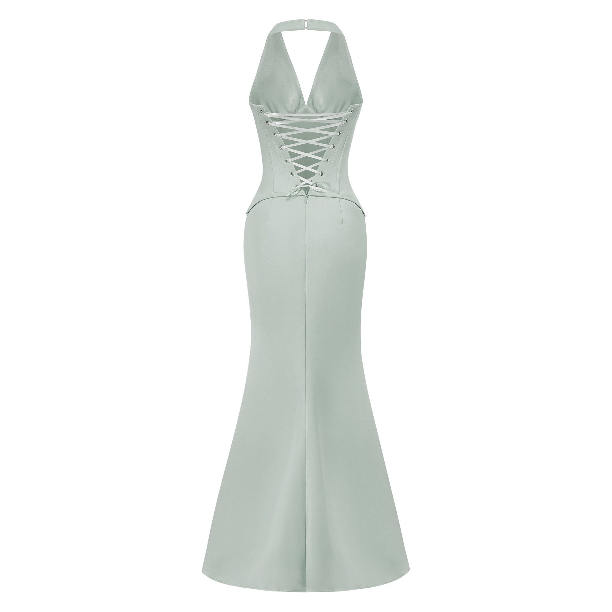 Aurélie Green Halterneck Mermaid Maxi Dress (Final Sale-US Only)