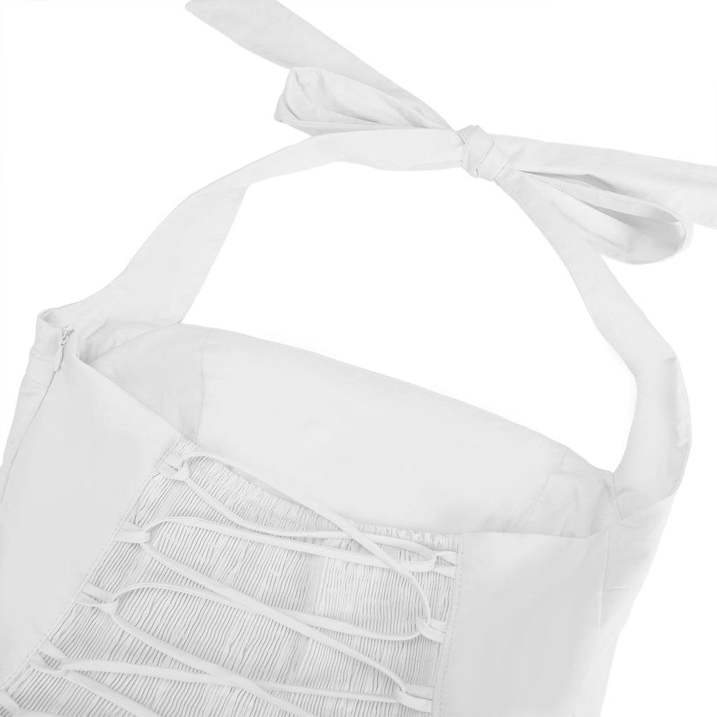 Eponine White Layered Flared Hem Midi Dress (Final Sale-US Only)