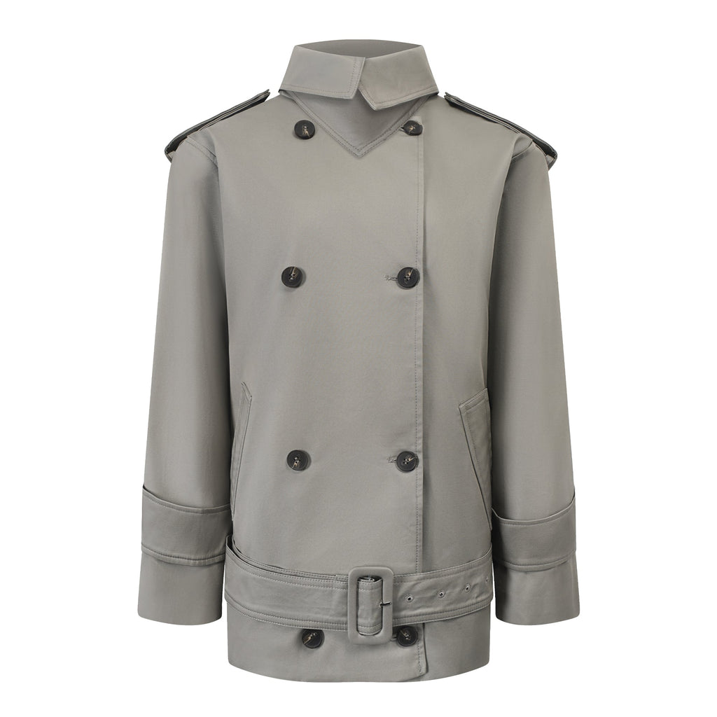 Mavis Grey Double-Breasted Belted Trench Coat  (Final Sale-US Only)