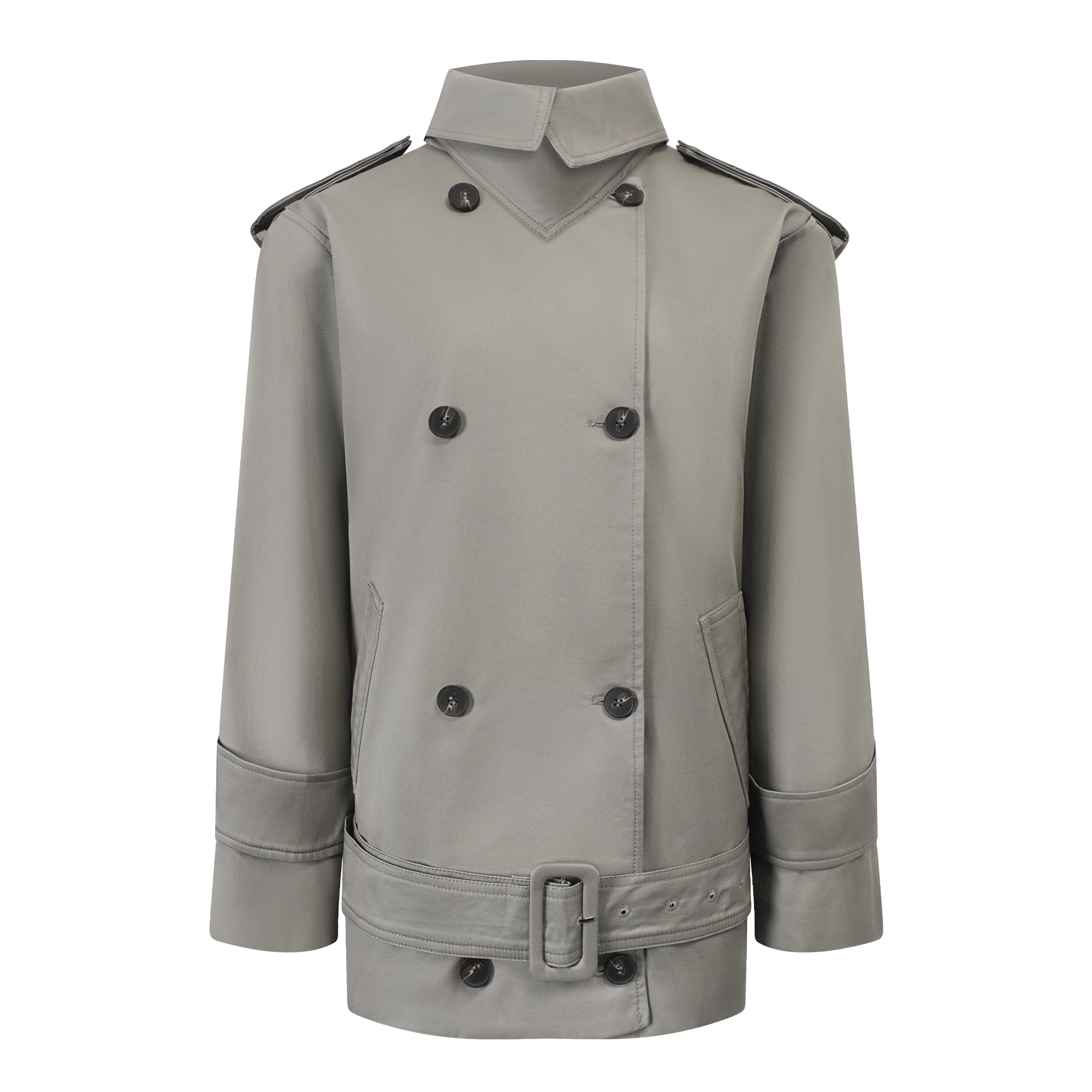 Mavis Grey Double-Breasted Belted Trench Coat  (Final Sale-US Only)