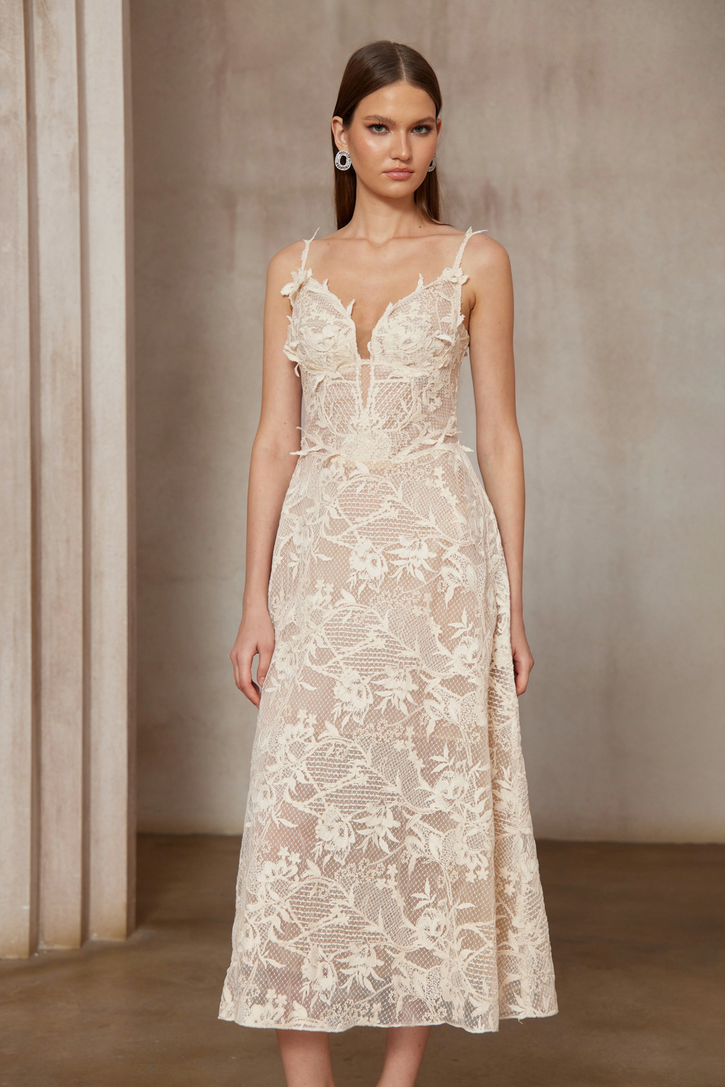 Amber White Sleeveless Floral Lace Midi Dress(Final Sale-US Only)