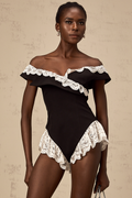 Karine black lace-trim bodysuit (Final Sale-US Only)