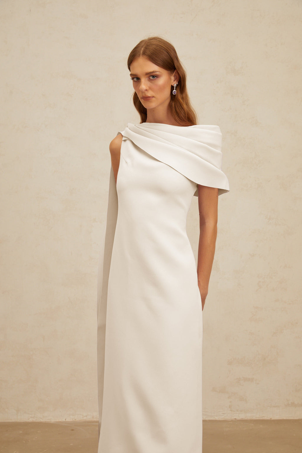 Annabelle White Cape-Design Ribbon Maxi Dress (Final Sale-US Only)