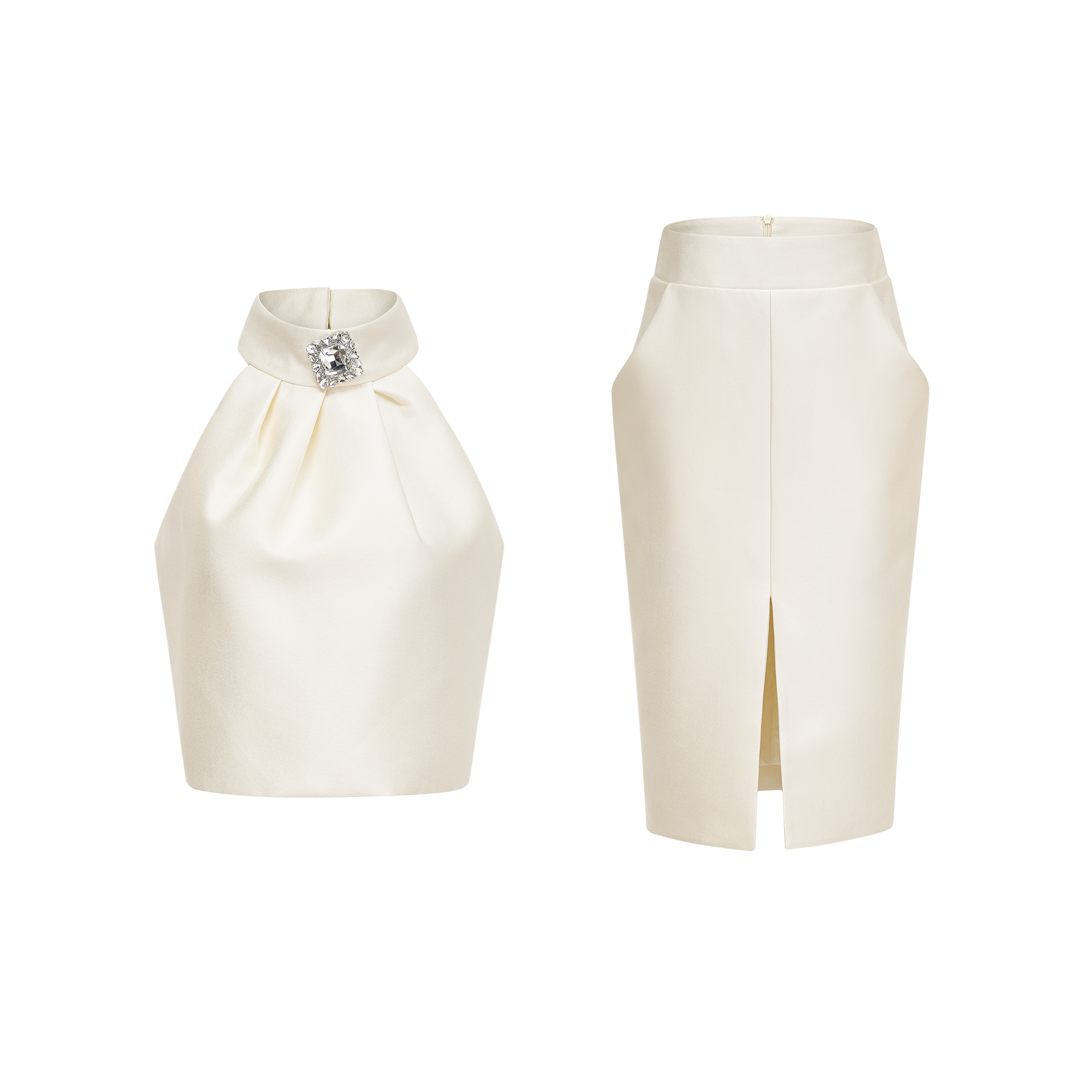 Conjunto coordinado de blusa blanca y falda de la marca Final Sale, con diseño elegante y estilo moderno.