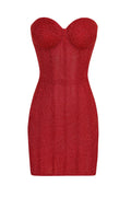 Vestido brillante rojo Orabelle Red Brilliance Drop de Final Sale, vestido ajustado y elegante con acabado brillante y escote en V.