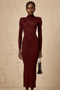 Eléa red semi-sheer knitted midi dress (Final Sale-US Only)