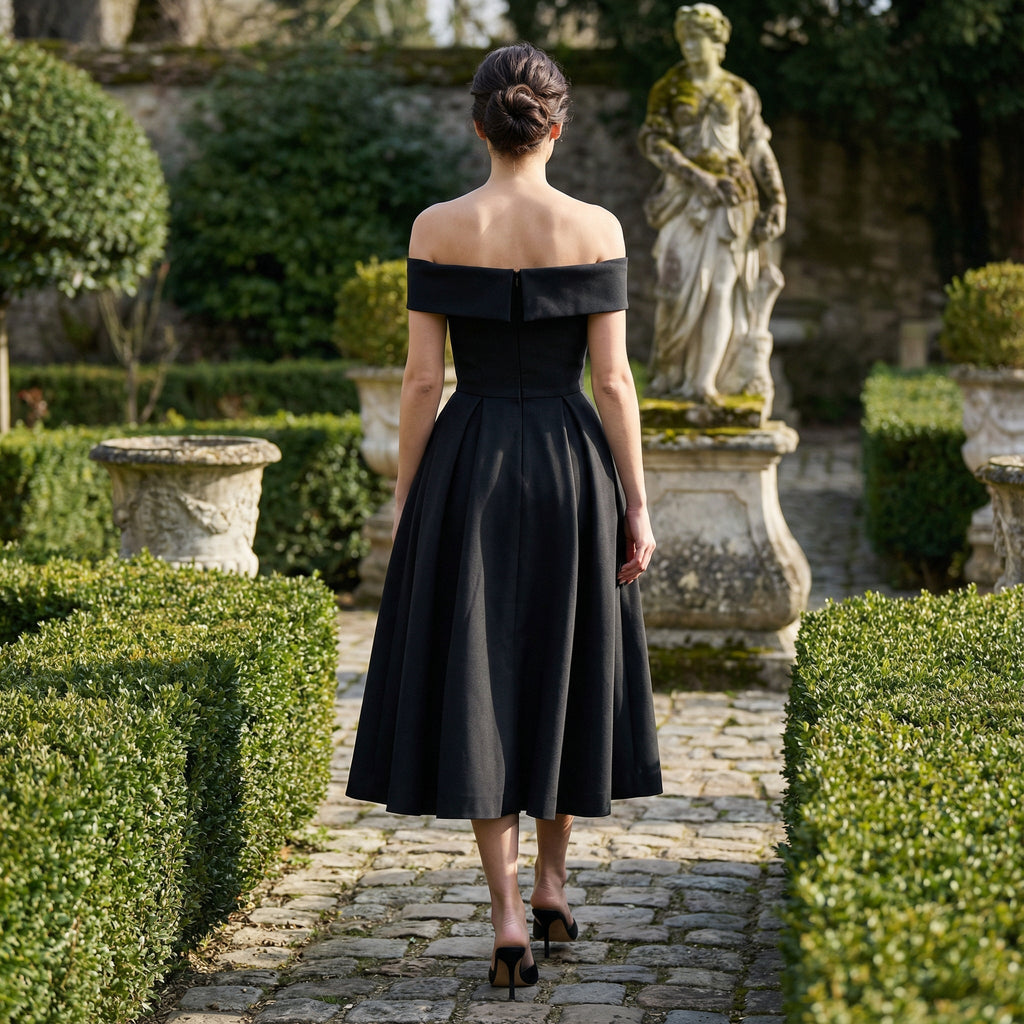 Vestido midi elegante de SLIPPO® Minerva, diseño sofisticado y fluido, en color neutro, con detalles delicados y corte femenino.