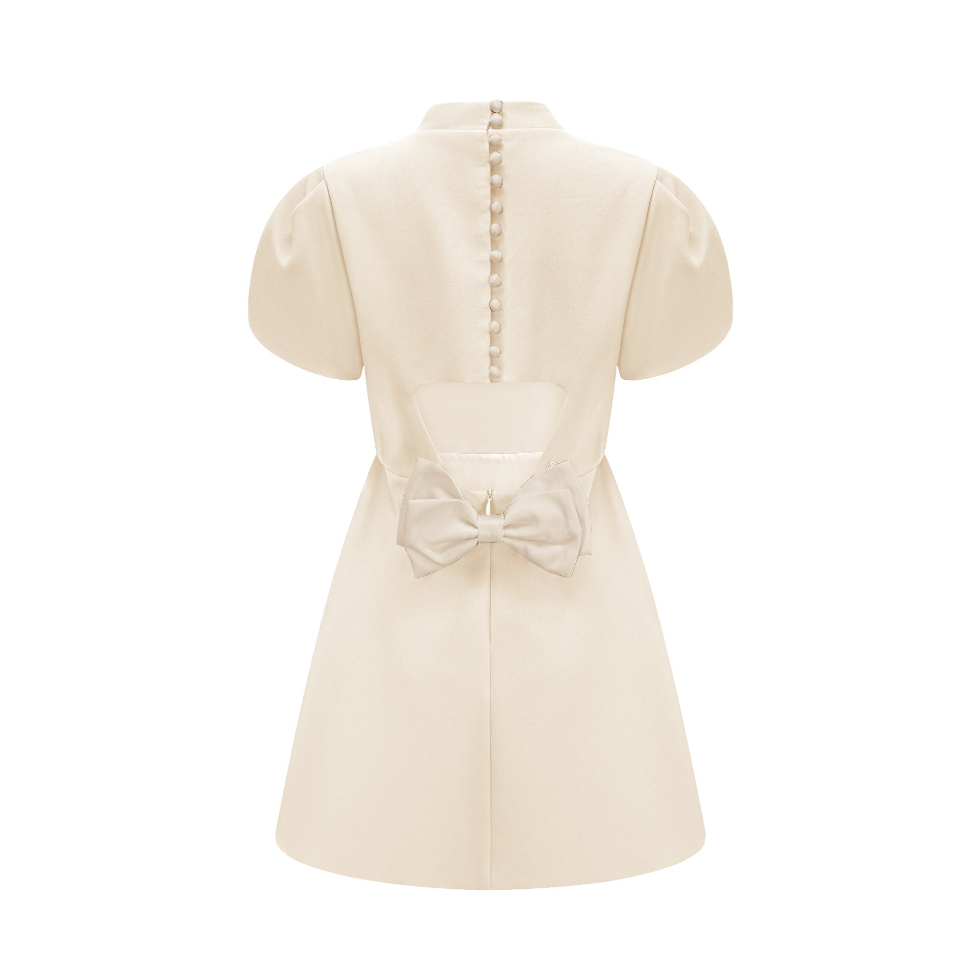 Anna White Petal Sleeve Cut Out Bow Mini Dress (Final Sale-US Only)