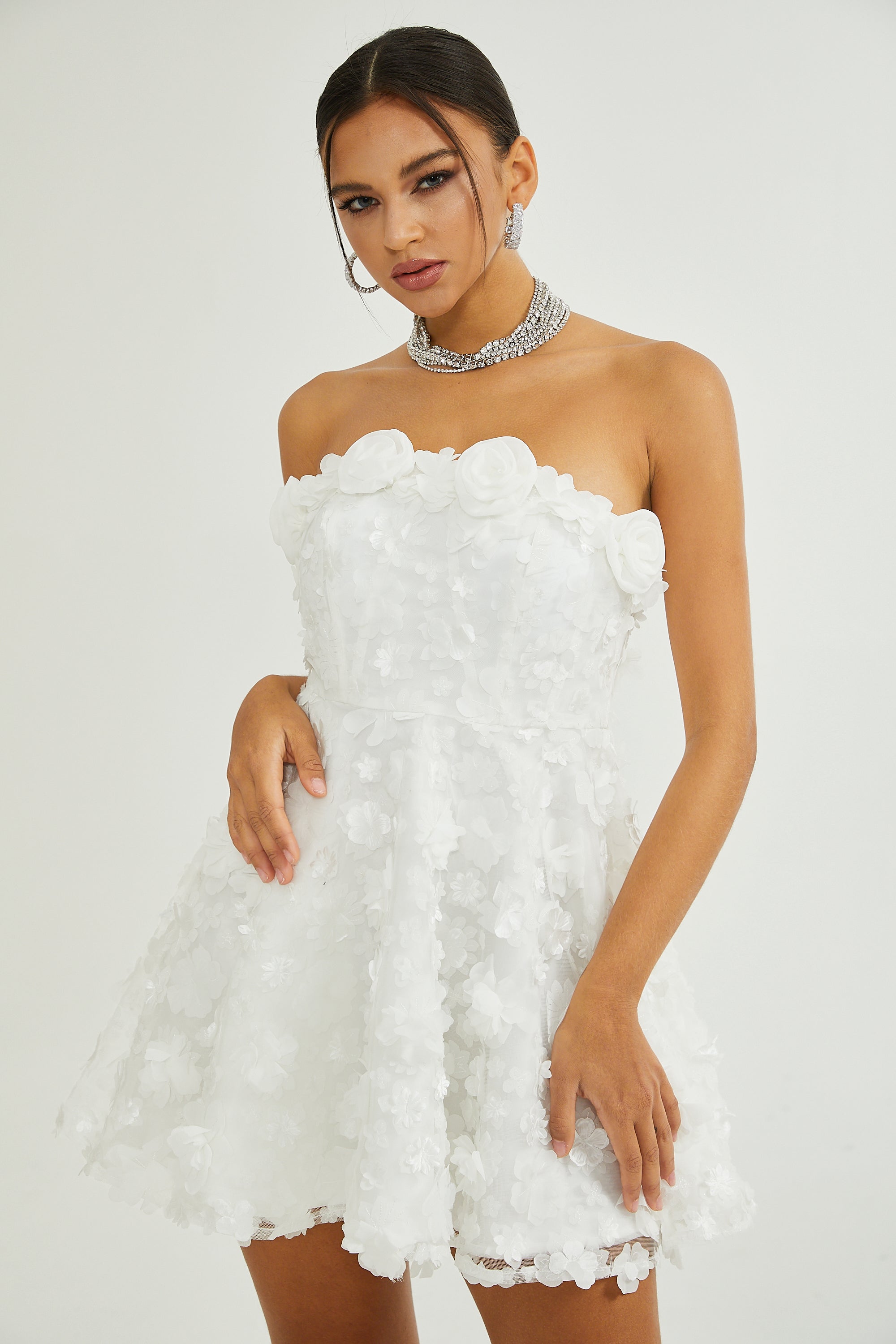 Apolline white faux-flower mini dress (Final Sale-US Only)