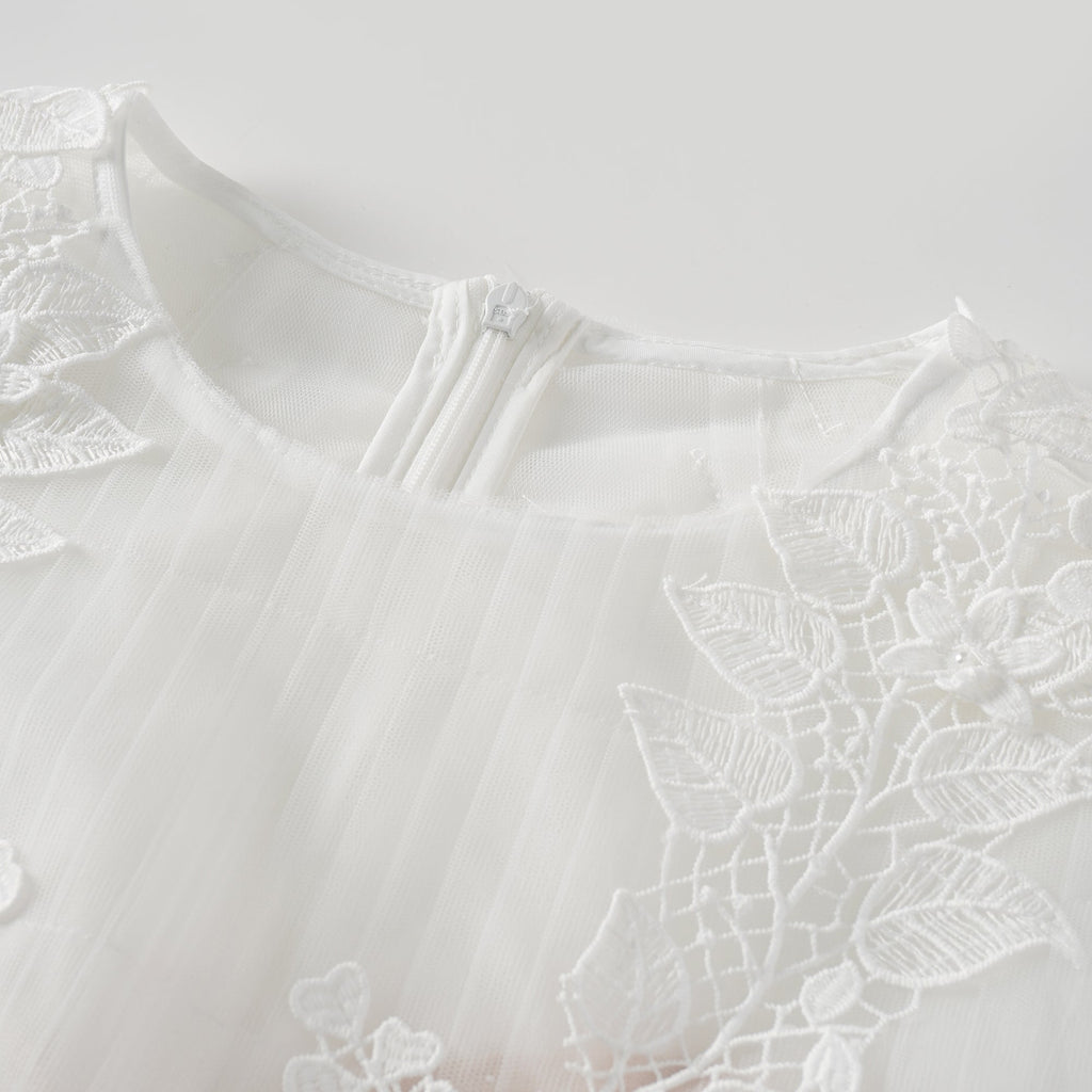 Annabelle Flower-appliqué Tulle Midi Dress (Final Sale-US Only)