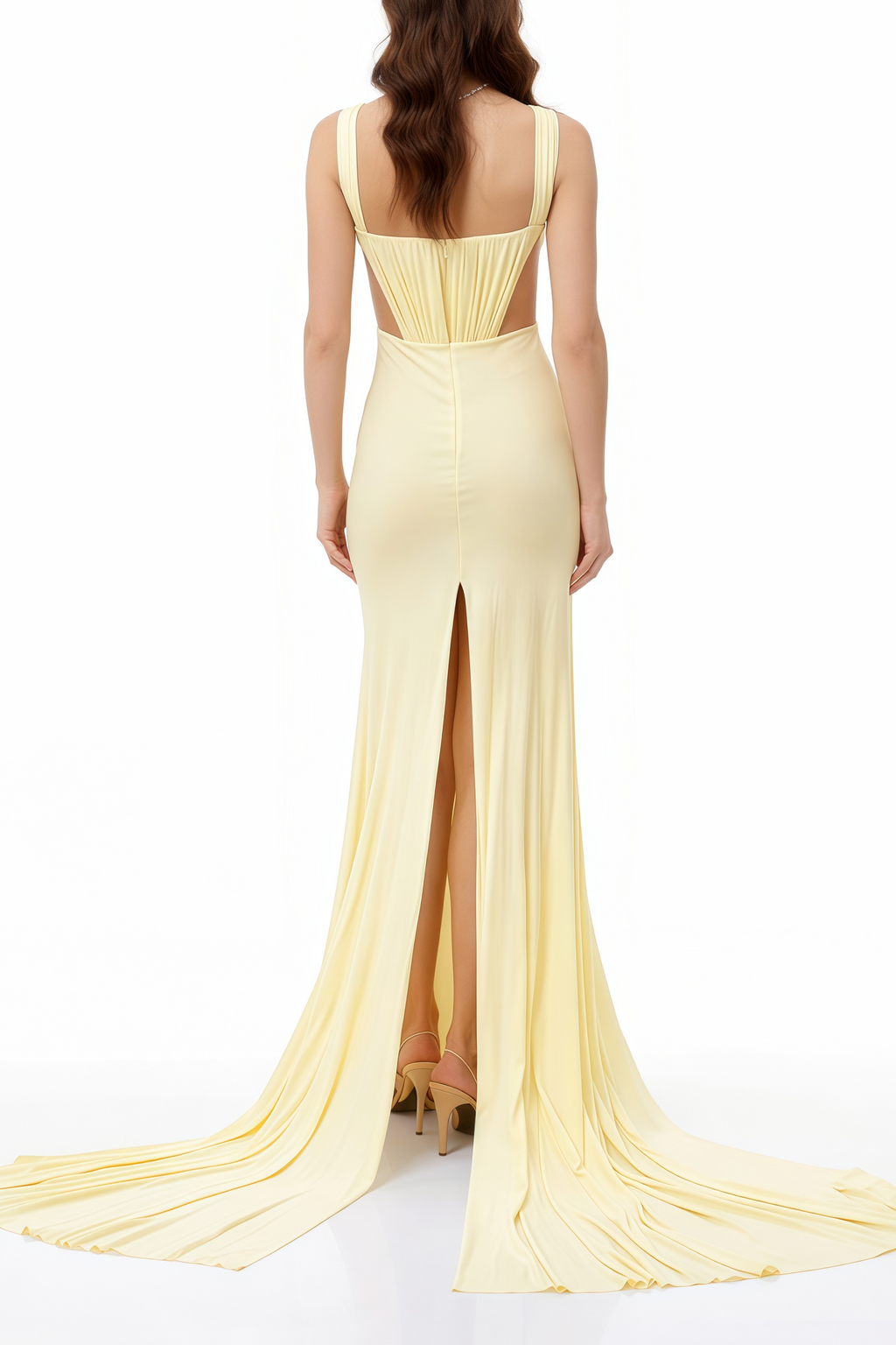 Alexandra Yellow Cut-Out High Slit Maxi Dress