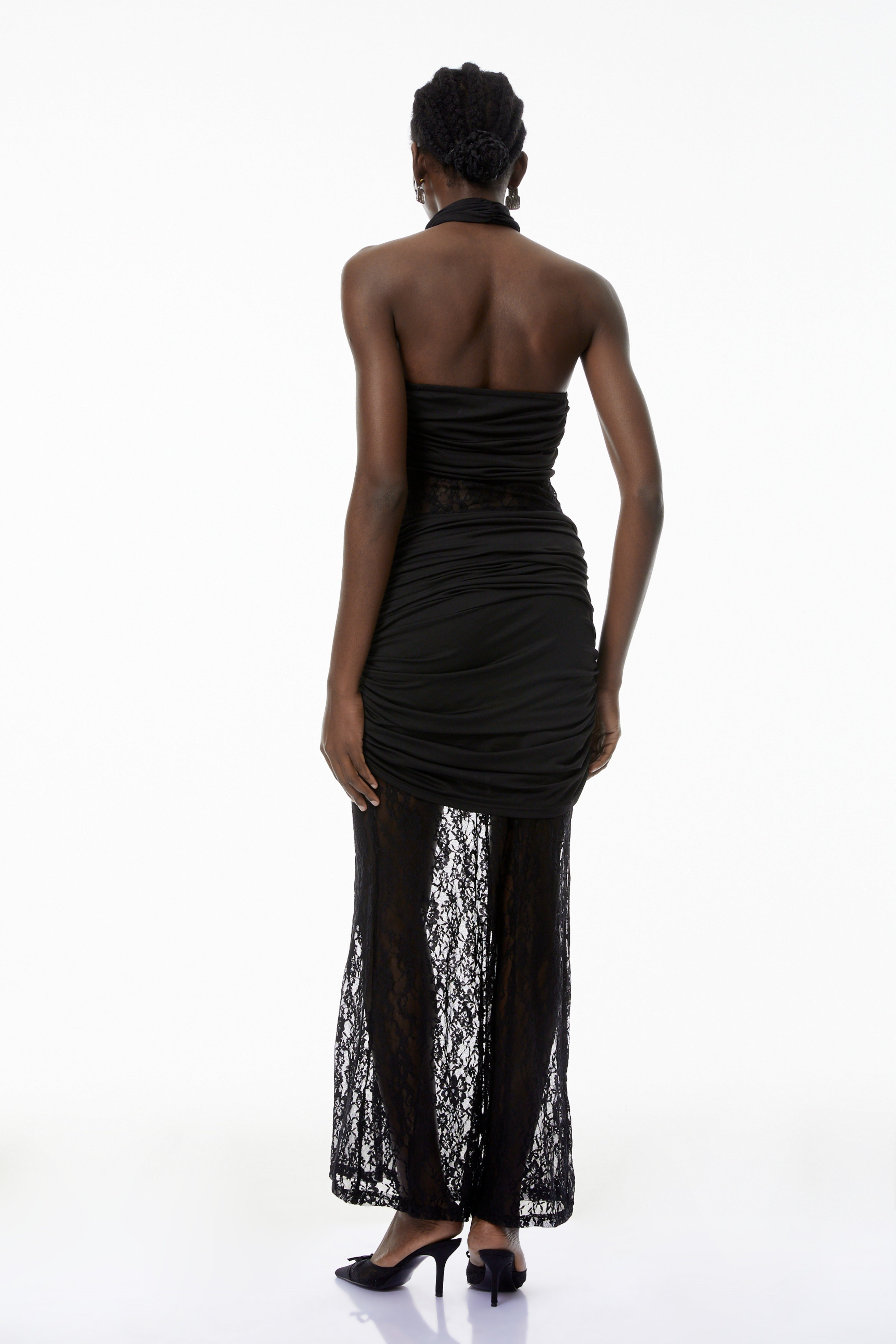Alice Black Halterneck Lace Maxi Dress