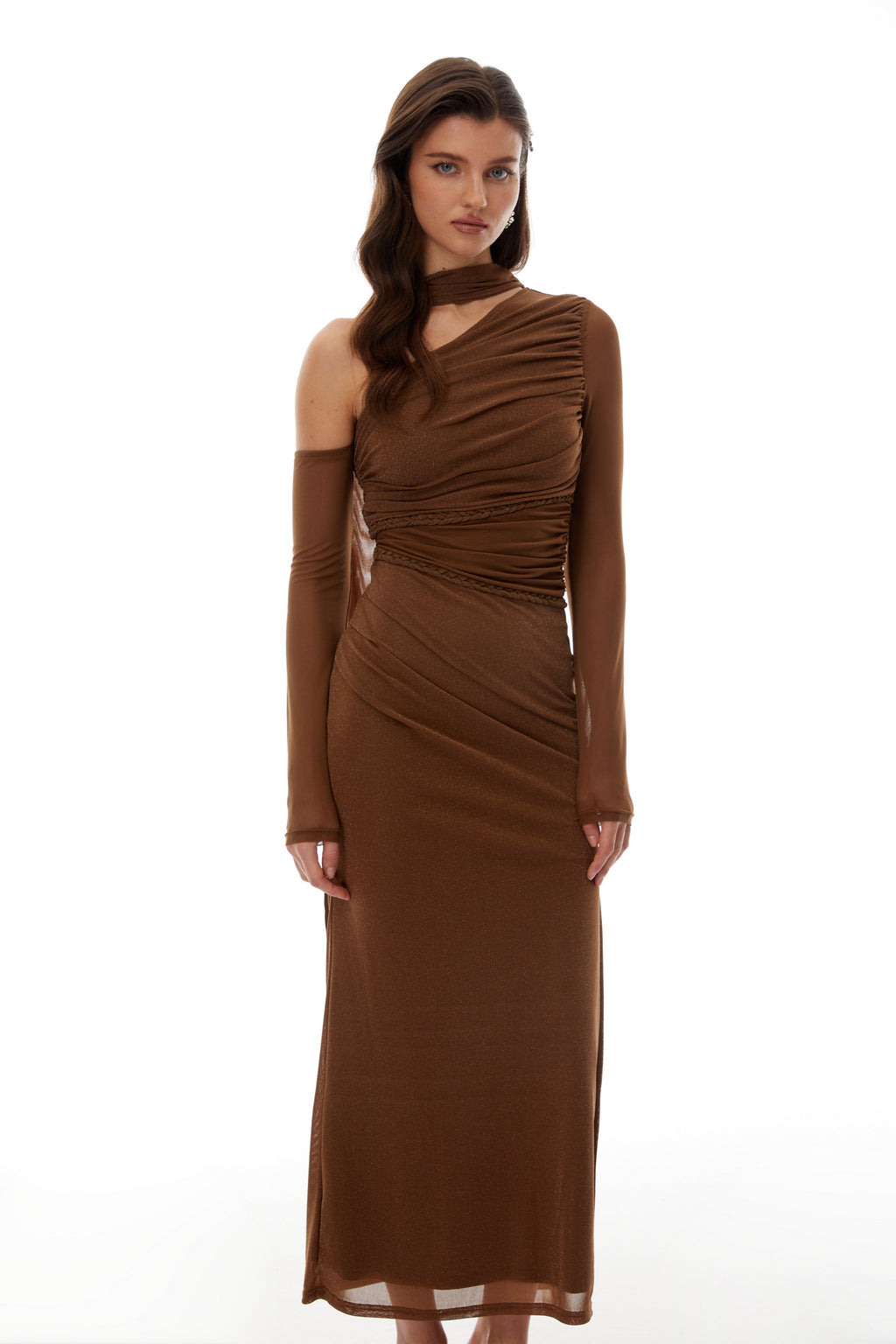 Antonia Brown Braid Detail Maxi Dress