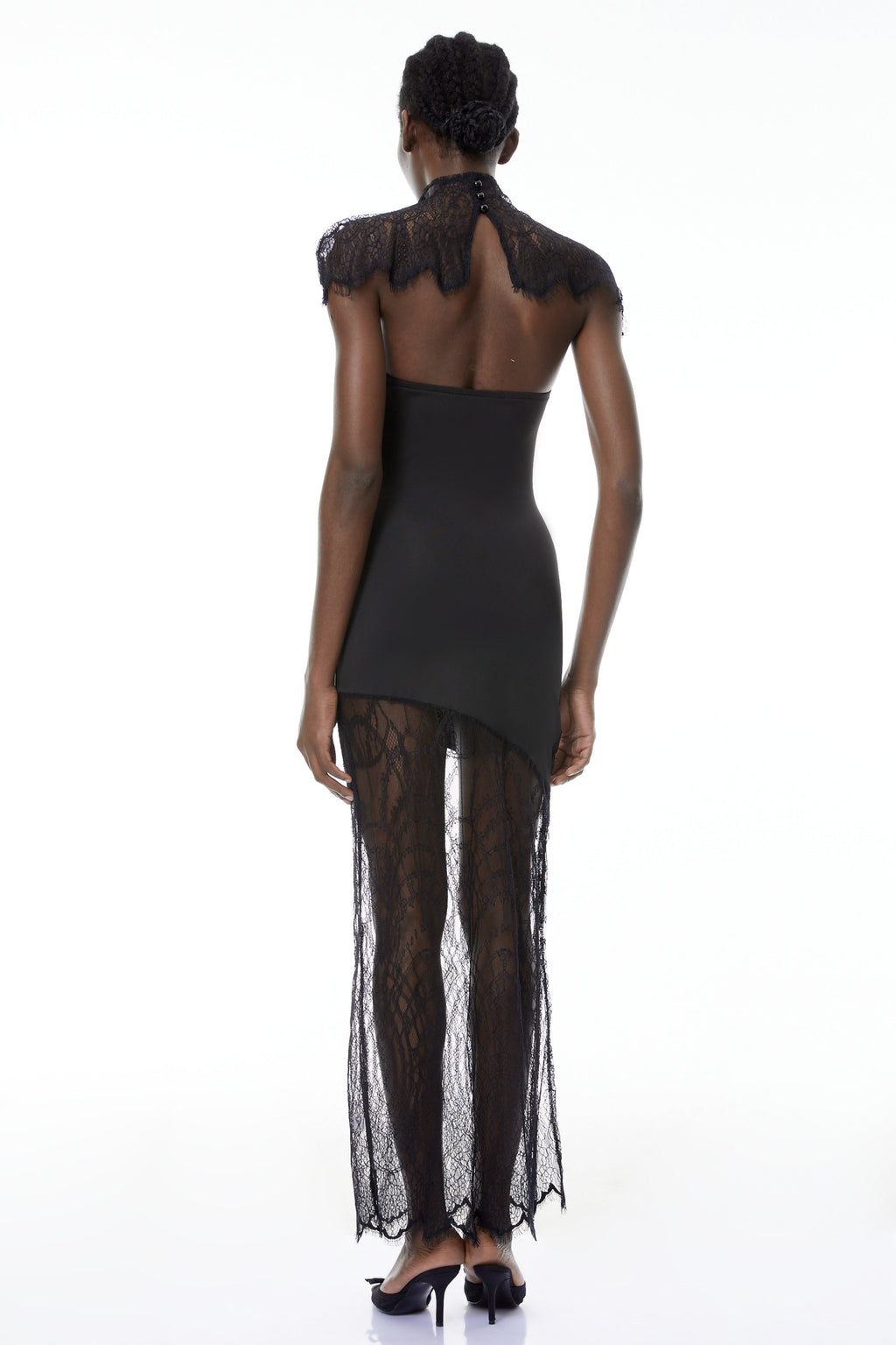 Arianna Black Floral Lace Shawl & Dress Matching Set