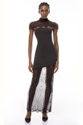 Arianna Black Floral Lace Shawl & Dress Matching Set