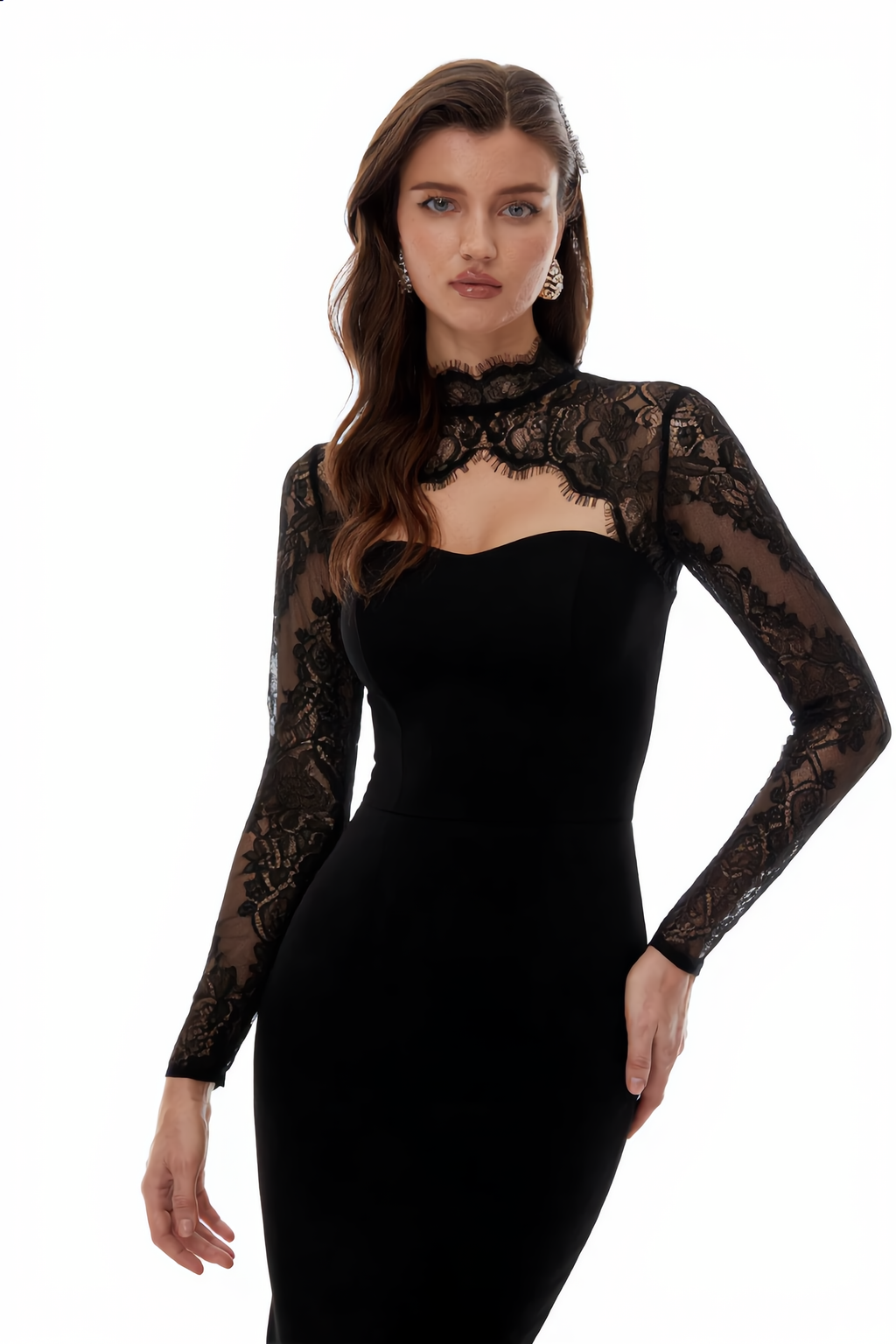 Bokamoso Black Lace Panel Maxi Gown
