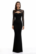 Bokamoso Black Lace Panel Maxi Gown