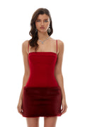 Brielle Red Faux-Fur Panel Mini Dress