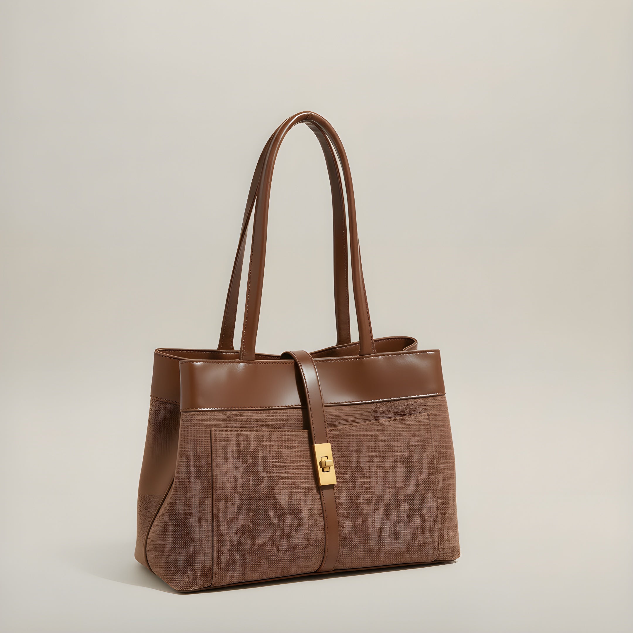 Tote en Piel Beige - Angela Puerto