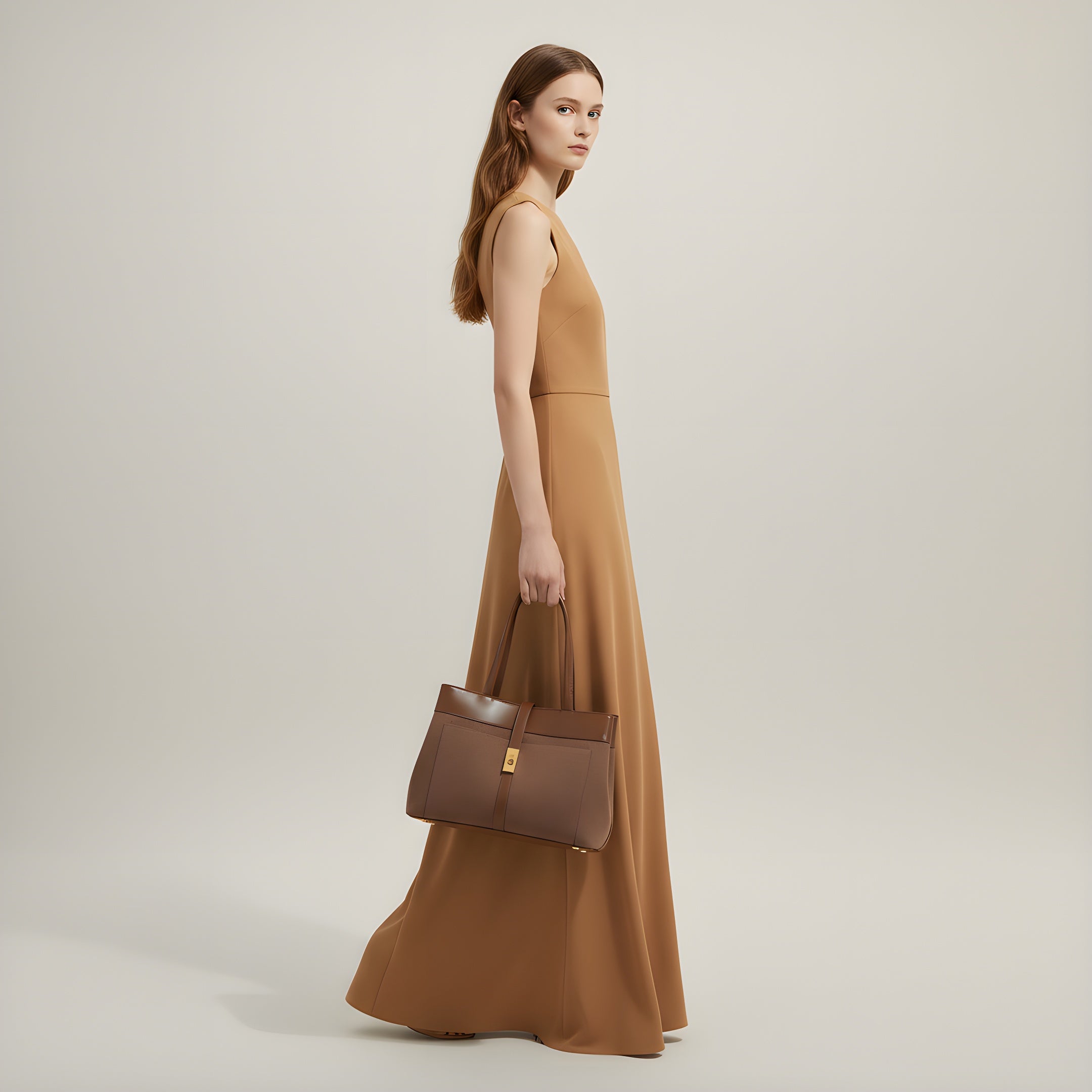 Tote en Piel Beige - Angela Puerto