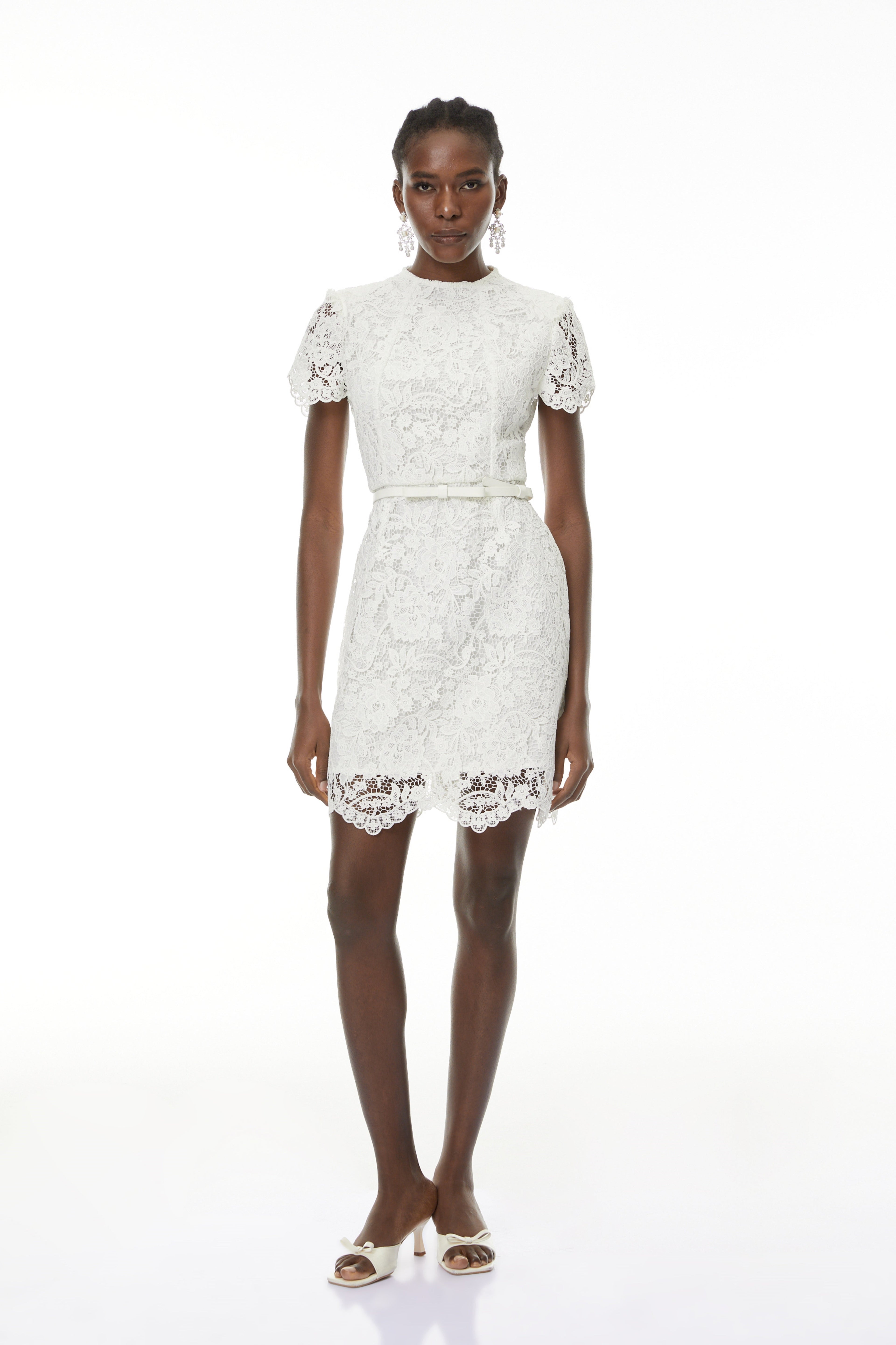 Charlotte White Floral Lace Mini Dress