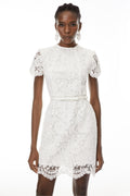 Charlotte White Floral Lace Mini Dress