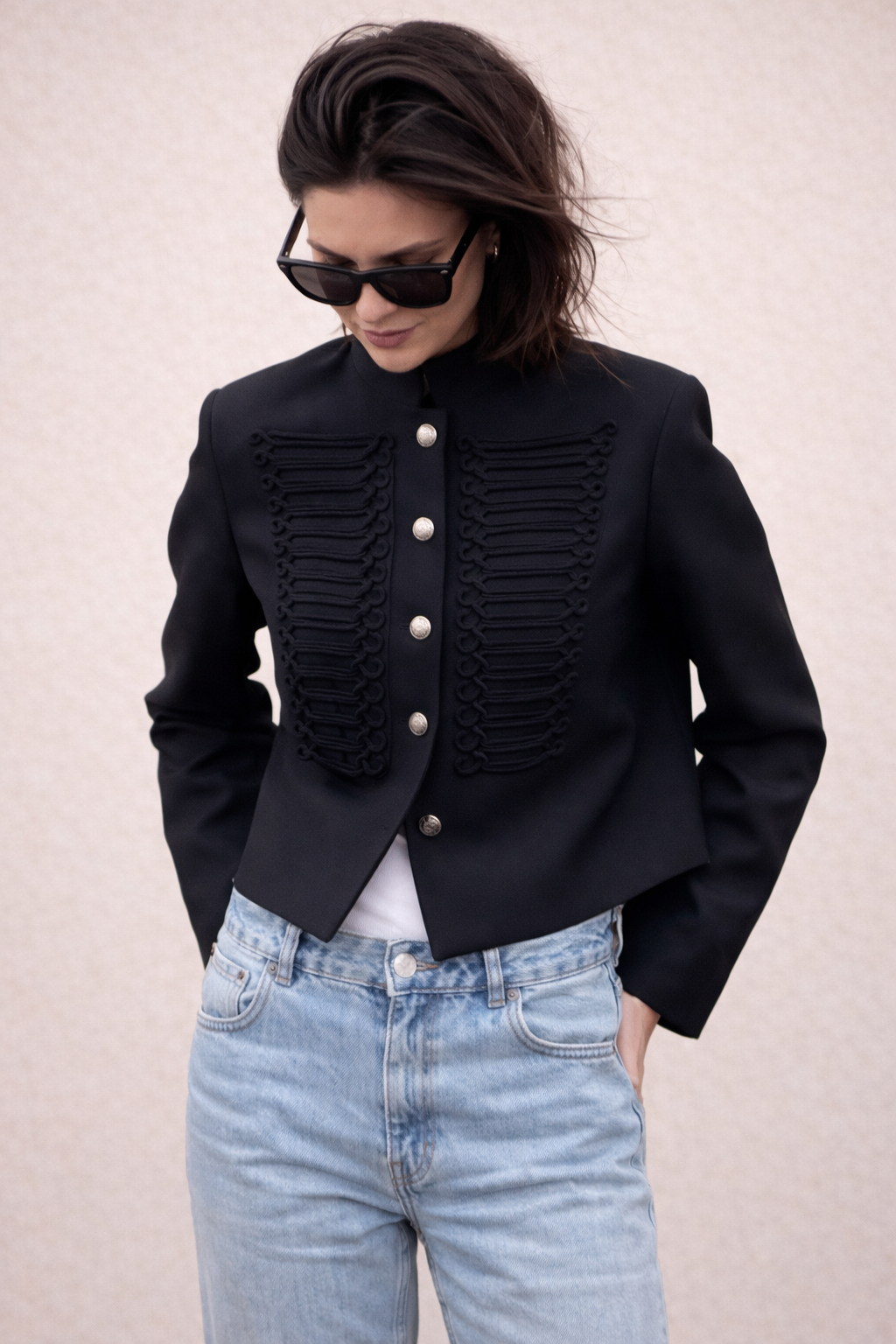 Chaqueta Cropped Napoleón Noir - Angela Puerto