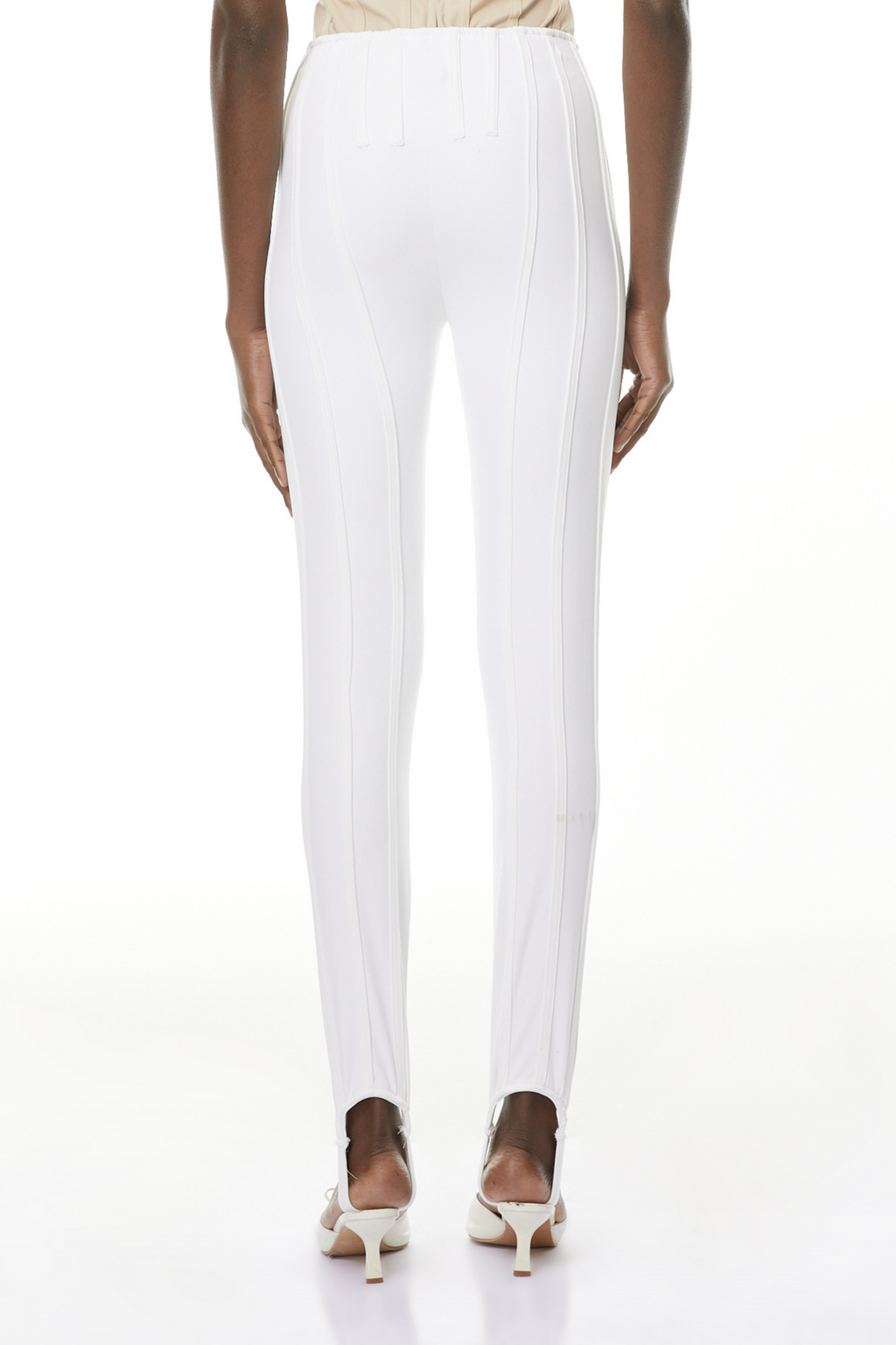 Cordelia White Decorative Stitching Leggings