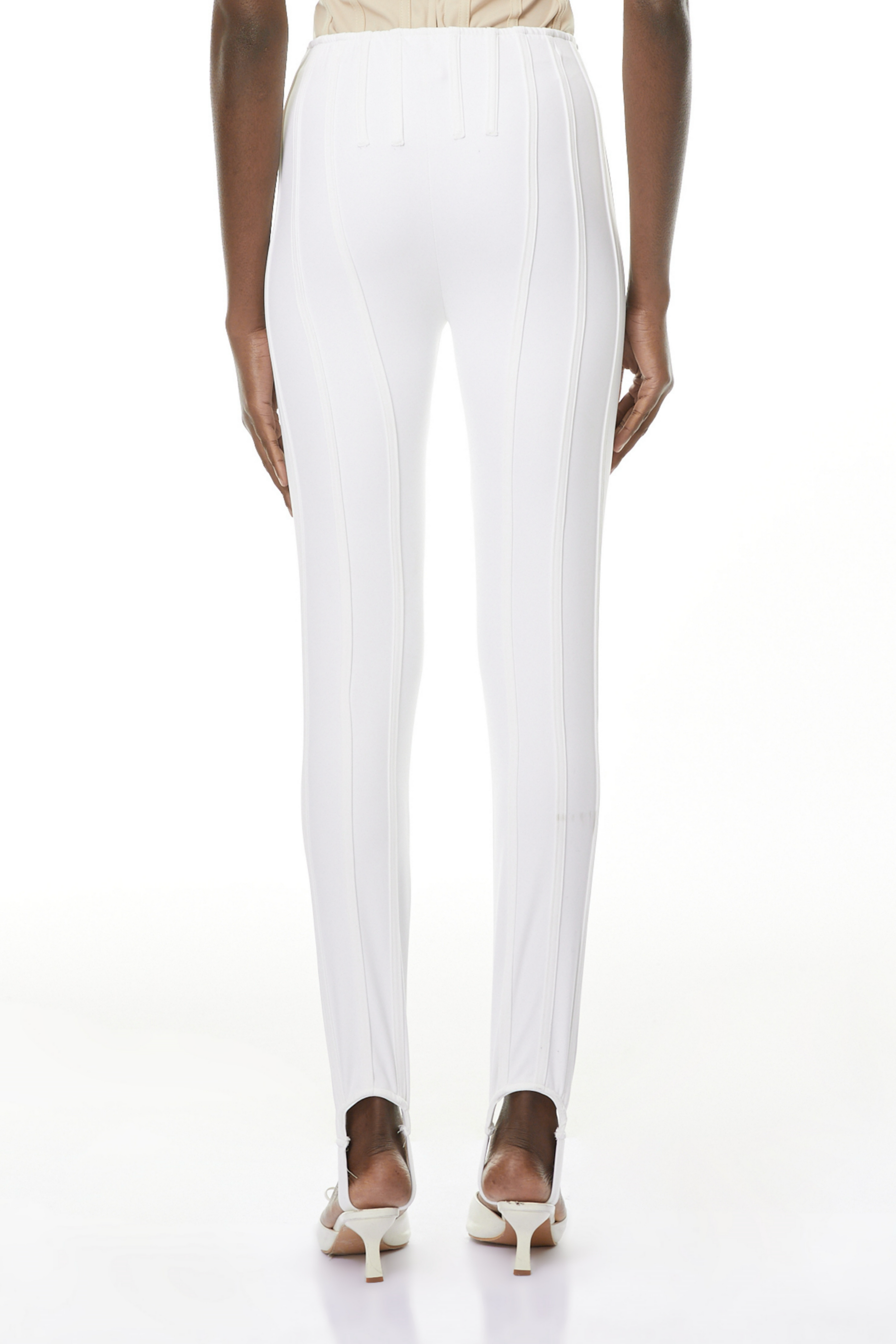 Cordelia White Decorative Stitching Leggings