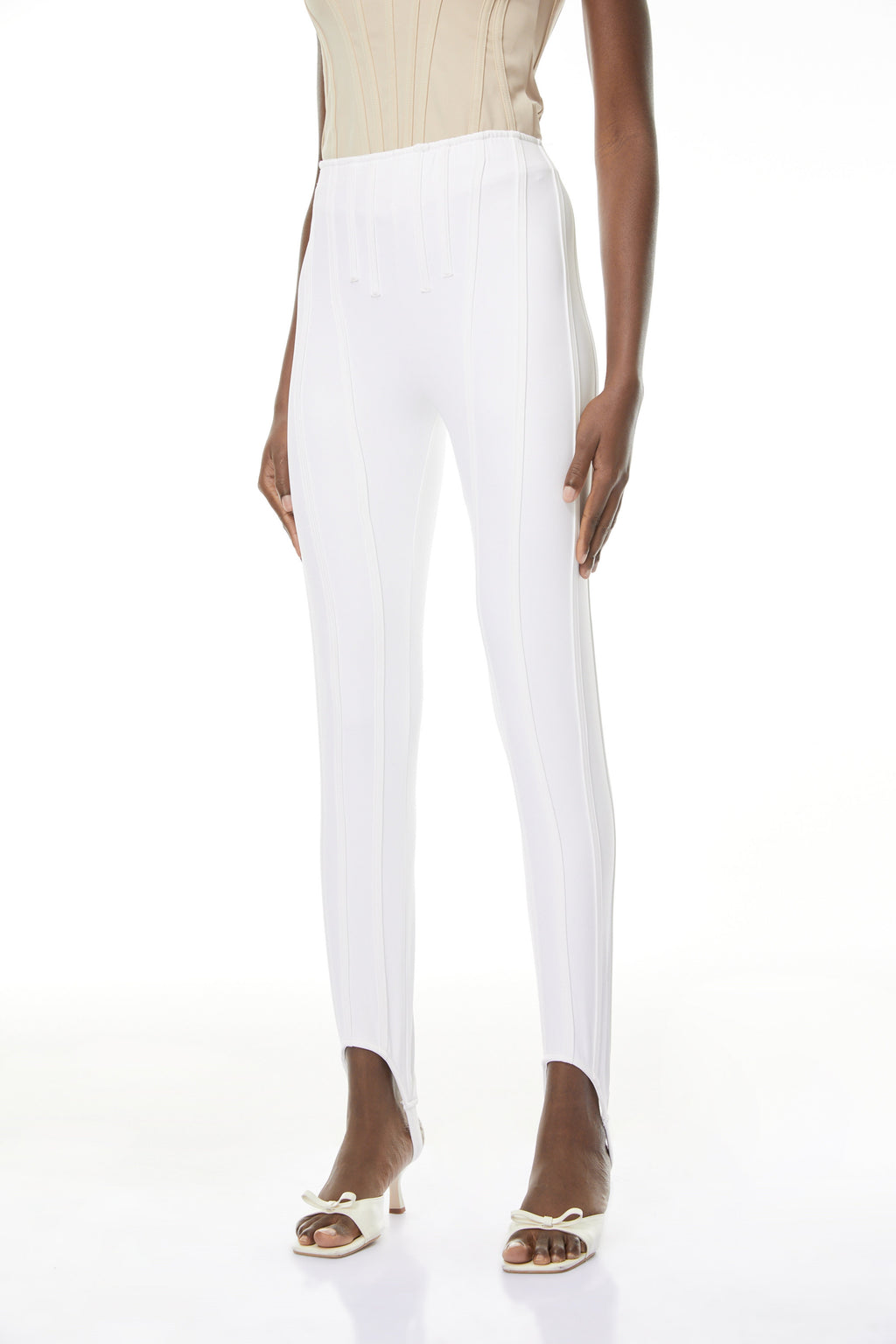 Cordelia White Decorative Stitching Leggings