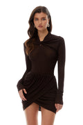 Cornelia Brown Twist Knot Top & Ruched Skirt Set