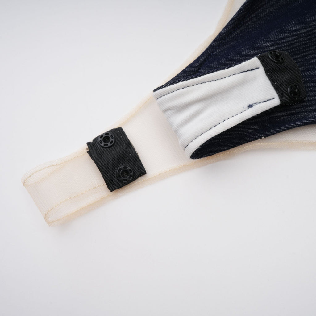 Sandrine blue denim semi-sheer bodysuit (Final Sale)