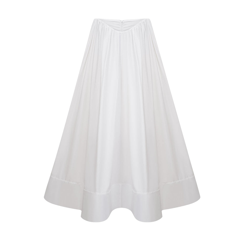 Caterina White Shirred Shirt & Skirt Set