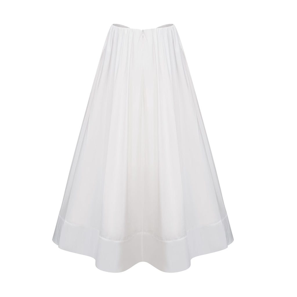 Caterina White Shirred Shirt & Skirt Set
