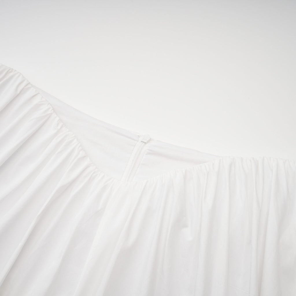 Caterina White Shirred Shirt & Skirt Set