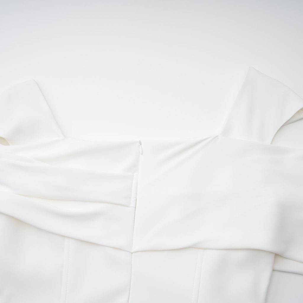 Solara White Draped Midi Dress