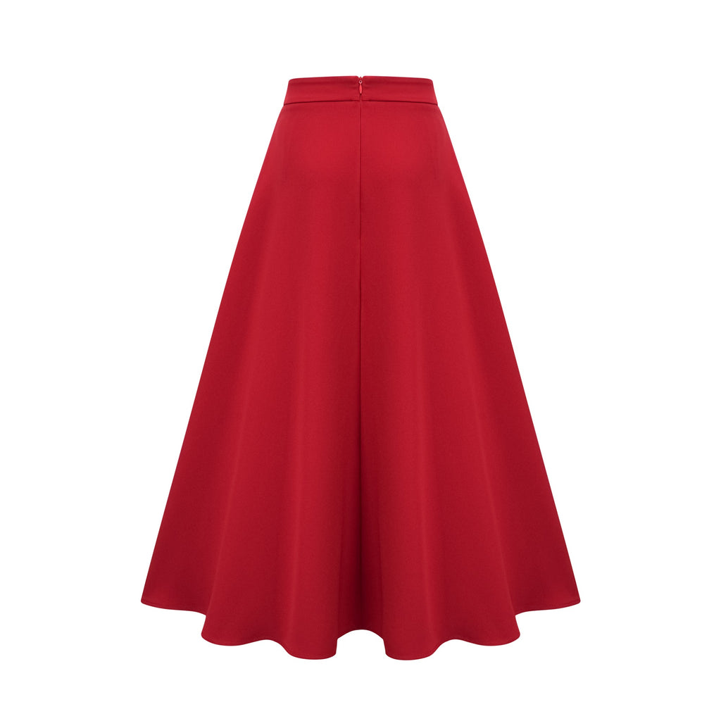 Colette red pleated blouse & skirt matching set (Final Sale-US Only)