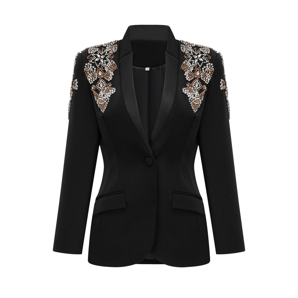 Delphine black embellished jacket & trousers matching set (Final Sale-US Only)