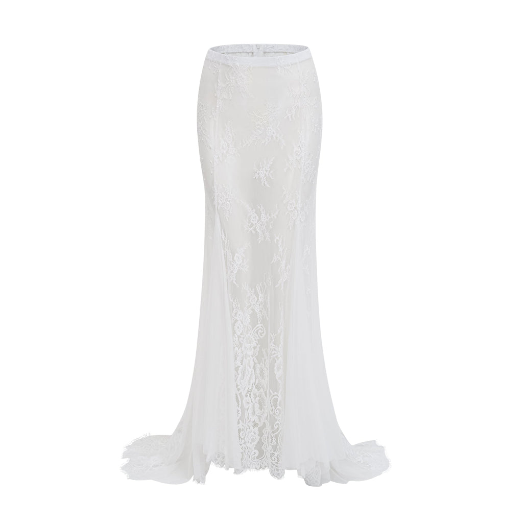 Margherita White Floral Lace Dress & Skirt Set