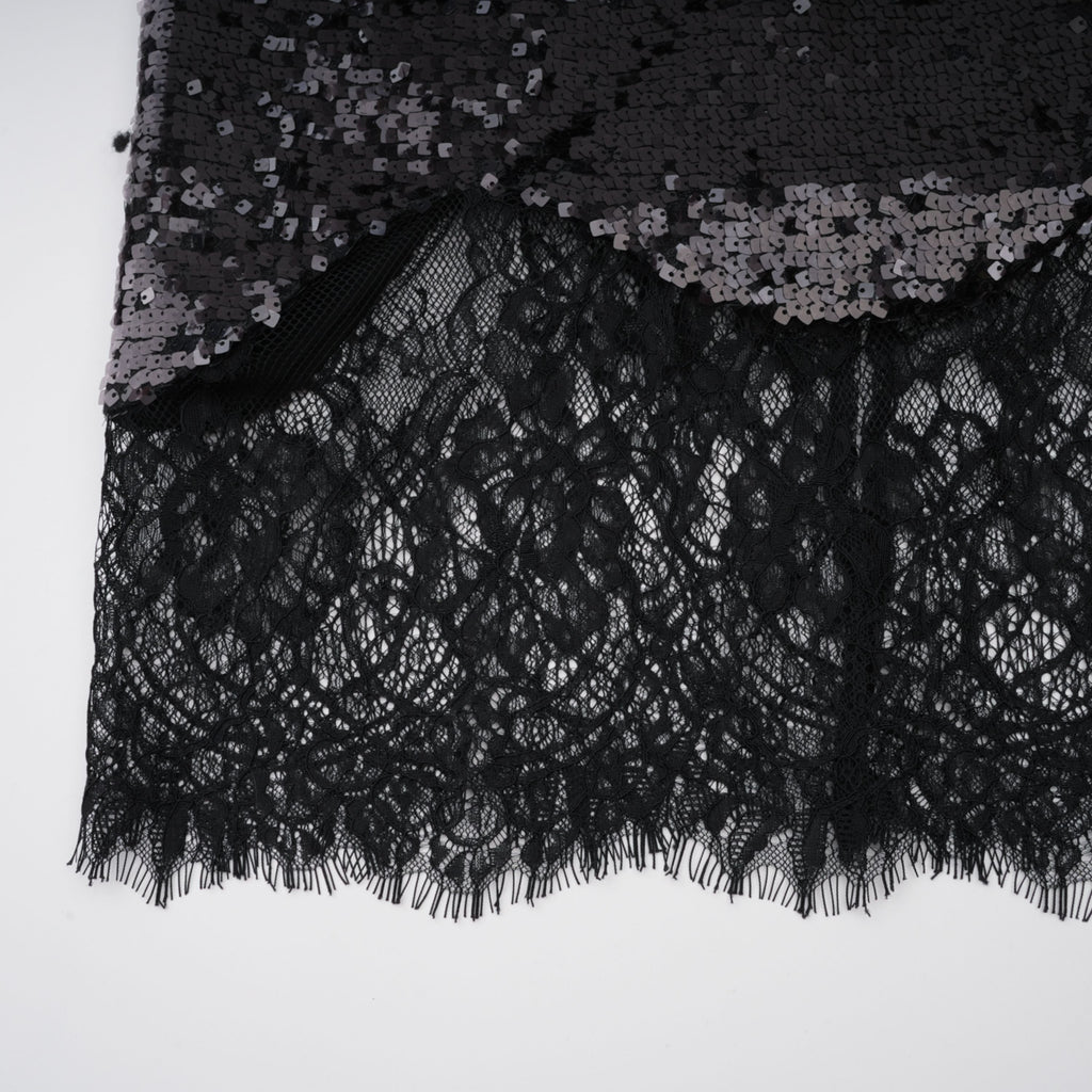 Ava Black Lace Panel Sequined Maxi Dress